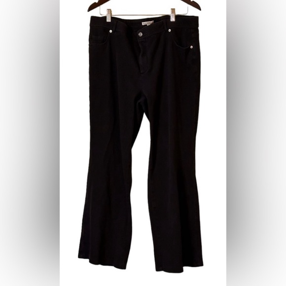 Isaac Mizrahi Live! Petite Knit Denim Wide Leg Pants -Black-w/pocket 20W - Picture 1 of 10